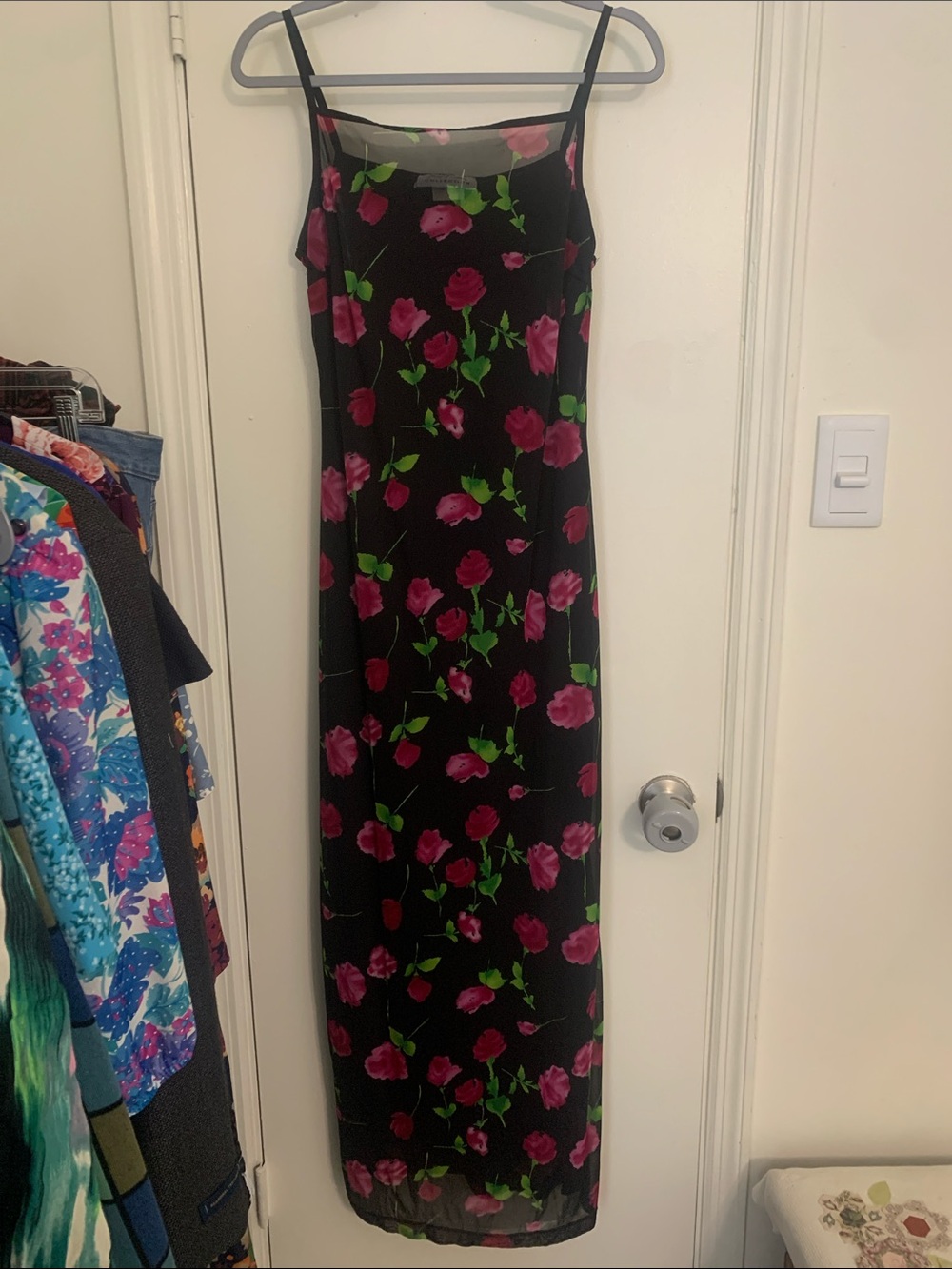 VTG Giorgio Fiorlini Y2K 90s Floral Mesh Overlay Maxi Dress